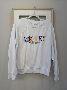 Disney White Sweatshirt with Multicolor Mickey Logo